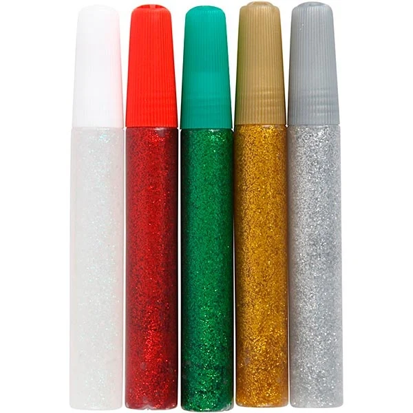 Glitterlim, 10 ml, 5 stk.